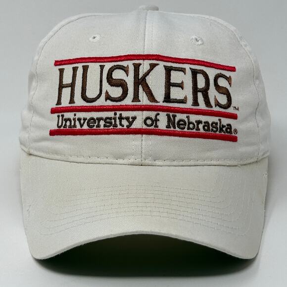 Vintage 90s Nebraska Cornhuskers Hat Cap UNL 3 Bar Line The Game Snapback White - Picture 1 of 15